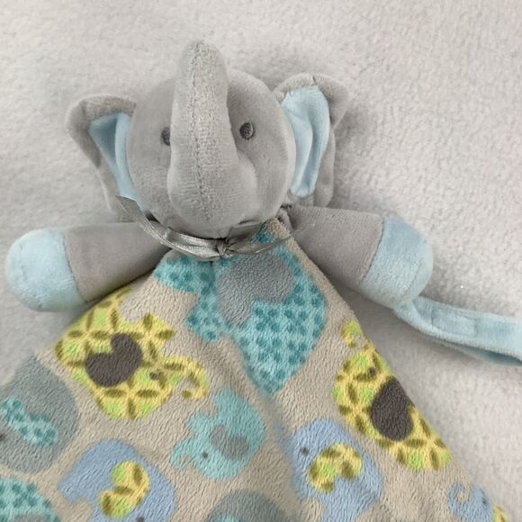 Blankets & Beyond Elephant Lovey Plush Stuffed‎ Baby Security Blanket Gray Blue - Picture 2 of 12